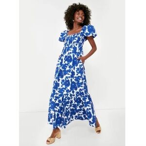NWT | TUCKERNUCK Royal Haze Gabrielle Dress Blue White Smocked Size Large L